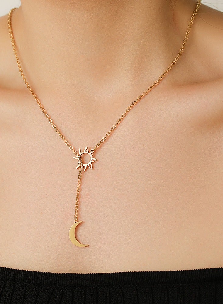 توفيل 5. الشمس والقمر، نمط أوروبي وأمريكي، نمط وحيد بسيط، قفل قلادة طويل، نساء بسلاسل عظمية - Image 1