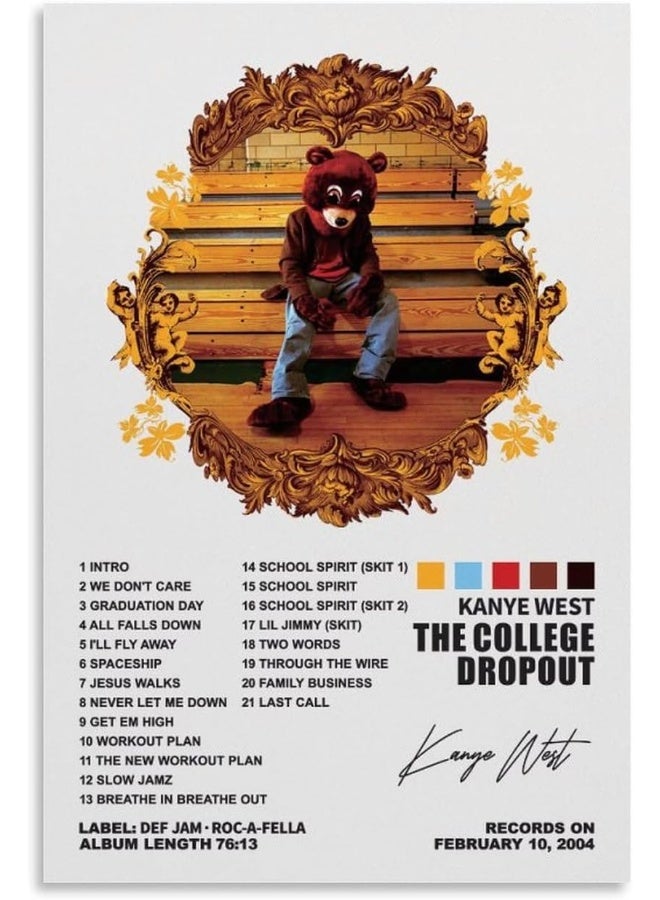 YELLOWV Kanye Poster West The College Dropout Album Cover Posters for Room Aesthetic Canvas Wall Art Bedroom Decor 16x24inch(40x60cm)