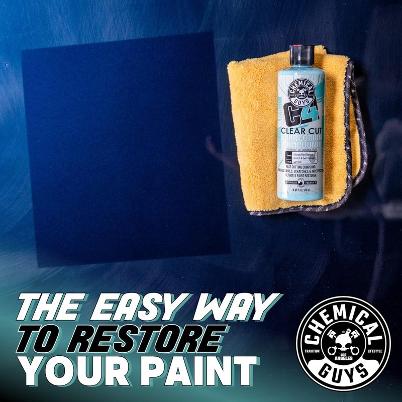 Chemical Guys C4 & P4 Clear Cut Correction Compound and Precision Paint Perfection Polish Combo - Removes Scratches, Swirls, Towel Marks, and Etching, Restores Gloss, Polishing Kit - 2 x 16 oz - Image 3