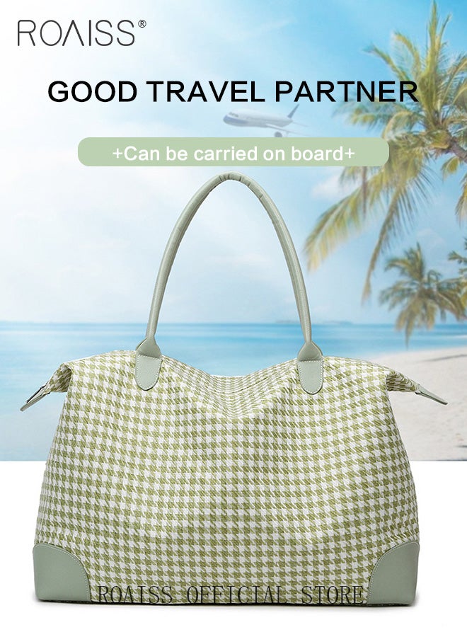 roaiss Large Capacity Duffle Bag, Overnight Bag with Zip Closure, Waterproof Travel Bag with Check Pattern, Carry-on Tote Bag, Ideal for Travel, Swimming, Gym and Outdoor Activities - Image 3