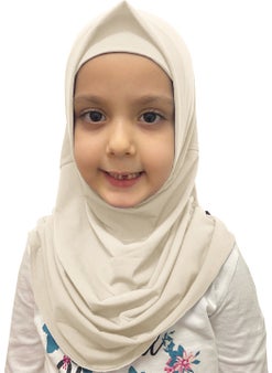 İhvan Online Practical Ready-to-wear Children's Scarf Beige  - Image 1