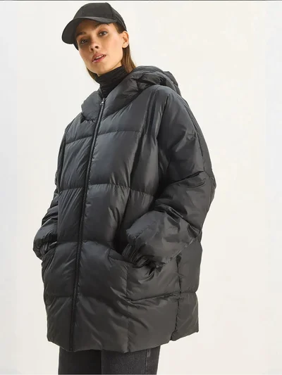 Bianco Lucci LUCCI Hooded Oversized Thick Puffer Jacket