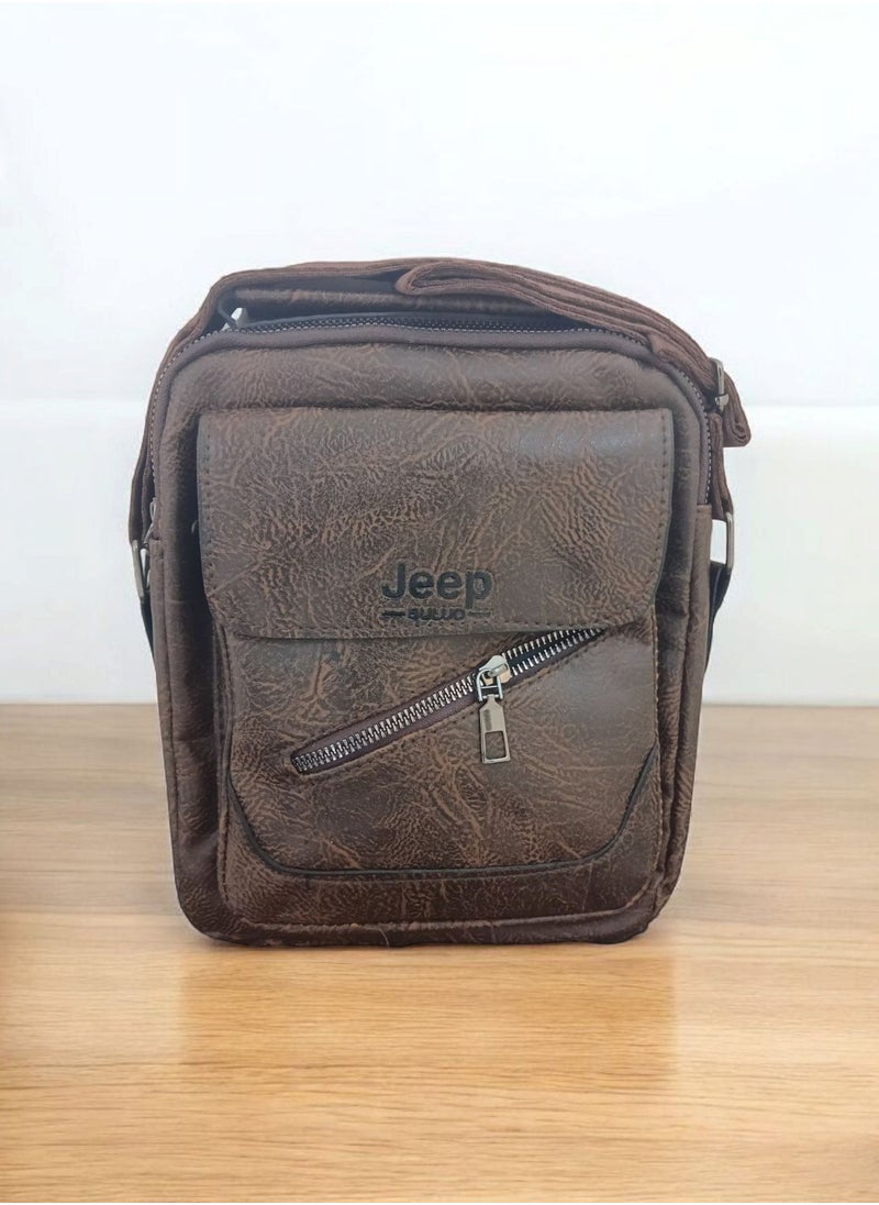Jeep Buluo Men's Leather Cross Bag - Dark brown  - Image 1