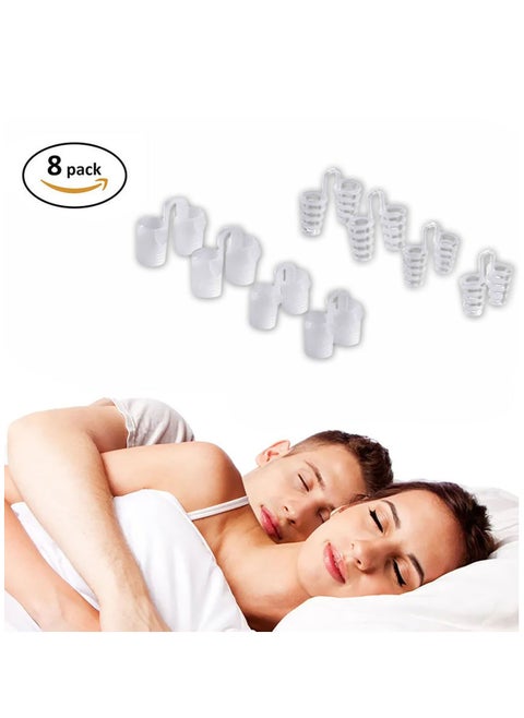 8 Pack Anti Snoring Device Suitable Silicone Anti Snoring Nose Clip for Sleep Snoring Work and Travel