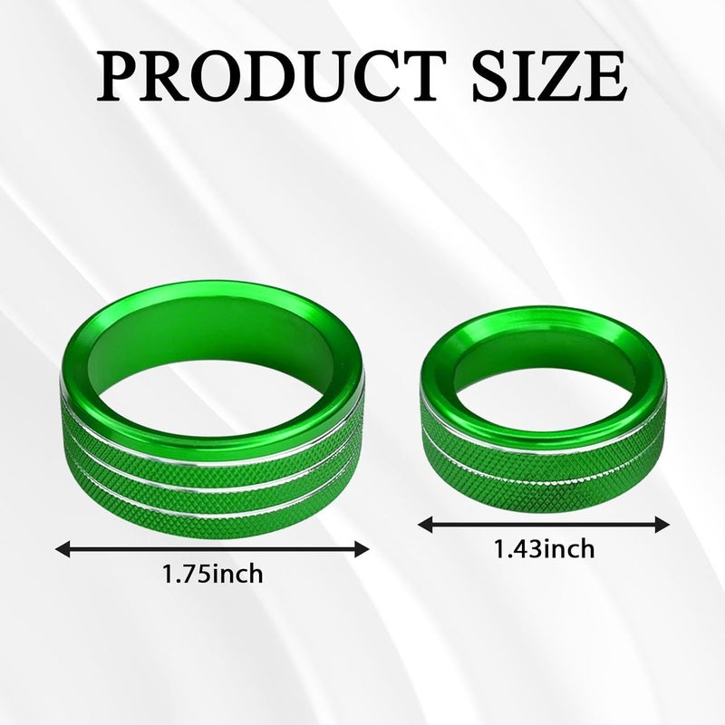 UZZH 3PCS AC Air Conditioner Switch Button Knob Cover, Car Interior Decor Accessories Radio Volume Control Knob Decals for Dodge Challenger Jeep Grand Cherokee Charger Durango Journey Chrysler (Green) - Image 2
