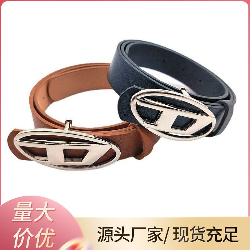 Korean Fashion New D Letter Oval Metal Snap Button Men And Women All-Match Decorative Belt Fashion Matching Jeans - Image 2