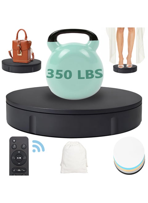 Prolee 360 Degree Rotating Turntable 12 Inch 350lbs Capacity for Photography Heavy Duty Automatic Remote Control Display Platform with 5 Colour Surface Covers and Carry Bag