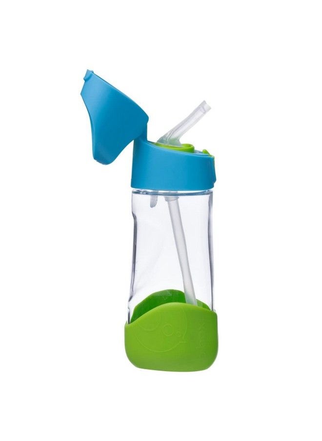 b.box Tritan Drink Bottle For Kids Toddlers Water Bottle W/Flip Straw And Spill Proof Lid Cool Modern Child Friendly Design Best For After Sippy Cup Bpa Free Plastic 15Oz Ocean Breeze  - Image 1