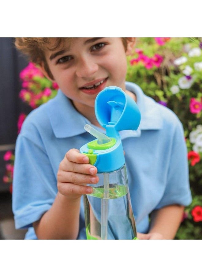 b.box Tritan Drink Bottle For Kids Toddlers Water Bottle W/Flip Straw And Spill Proof Lid Cool Modern Child Friendly Design Best For After Sippy Cup Bpa Free Plastic 15Oz Ocean Breeze  - Image 3