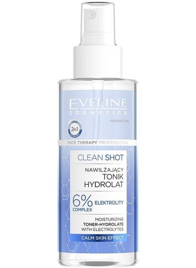 Eveline Cosmetics Clean Shot Tonik Hydrolat Moisturizing Toner -Hydrolate With Electrolytes Calm Skin Effect 150 Ml