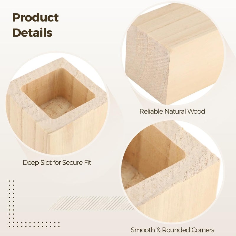 4 Pcs Wooden Bed Risers, 4 in Square Furniture Risers Blocks, Heavy-Duty Lifters for Couch Chair Cabinet Dresser, Substantial Slot for Secure Support, Added Height & Easy Cleaning - Image 4