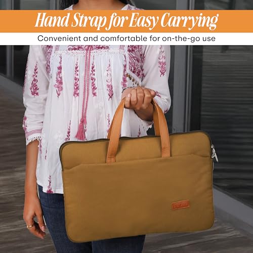 Protecta Grace Office Laptop Messenger Bag for Men and Women Canvas Look Laptop Briefcase Water Repellent Padded Laptop Messenger Sleeve Bag 15.6 Inch Ideal for Office & Work in Color Khaki - Image 5