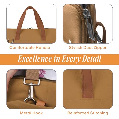 Protecta Grace Office Laptop Messenger Bag for Men and Women Canvas Look Laptop Briefcase Water Repellent Padded Laptop Messenger Sleeve Bag 15.6 Inch Ideal for Office & Work in Color Khaki - Image 2