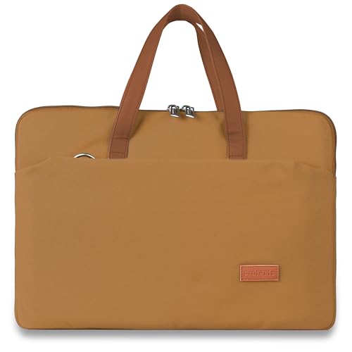 Protecta Grace Office Laptop Messenger Bag for Men and Women Canvas Look Laptop Briefcase Water Repellent Padded Laptop Messenger Sleeve Bag 15.6 Inch Ideal for Office & Work in Color Khaki - Image 1