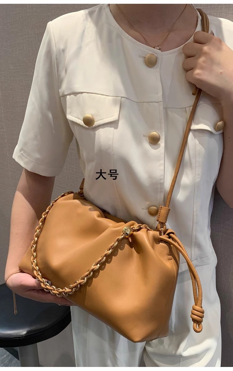 Popular Flamenco Purse Chain Lucky Bag Drawstring Bucket Cloud Bag Fashionable Single Shoulder Crossbody Bag For Women - Image 1