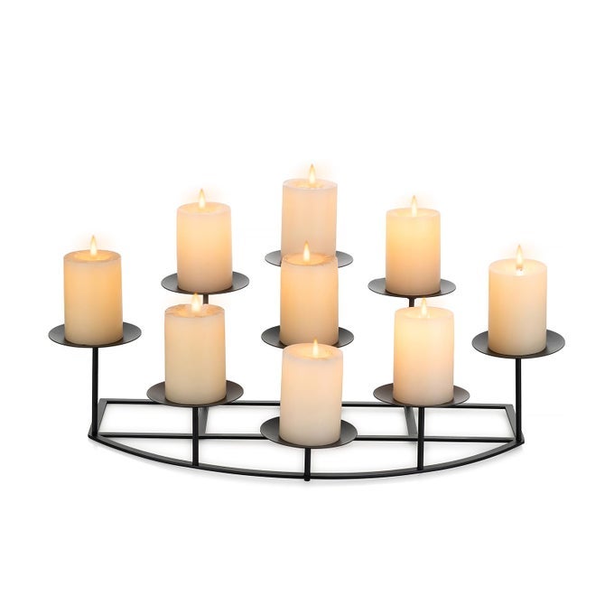 CANDELABRA FIREPLACE CANDLE HOLDER BLACK METAL PILLAR CANDLE HOLDERS FOR INSIDE FIREPLACE MANTLE DECOR FLOOR CANDELABRAS TABLE CENTERPIECE LARGE
