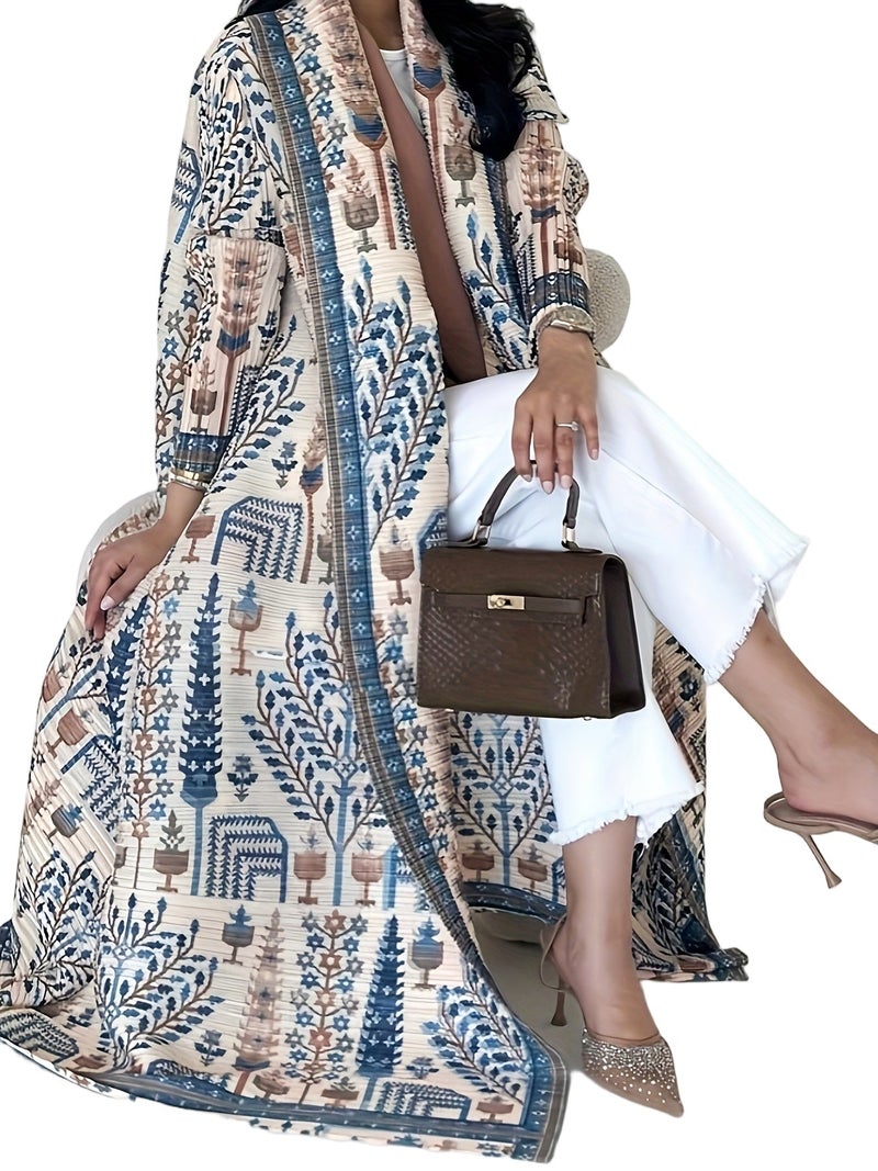 Middle Eastern Ramadan Loose-Fit Multicolor Elegant and Dignified Women's Traditional Pleated Robe with Belt LL256 - Image 1