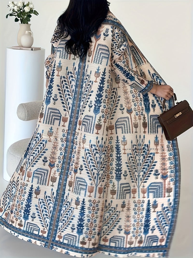 Middle Eastern Ramadan Loose-Fit Multicolor Elegant and Dignified Women's Traditional Pleated Robe with Belt LL256 - Image 2