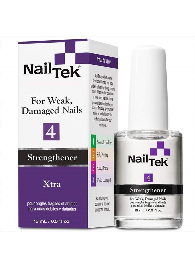 Xtra 4, Nail Strengthener for Weak and Damaged Nails, 0.5 oz, 1-Pack