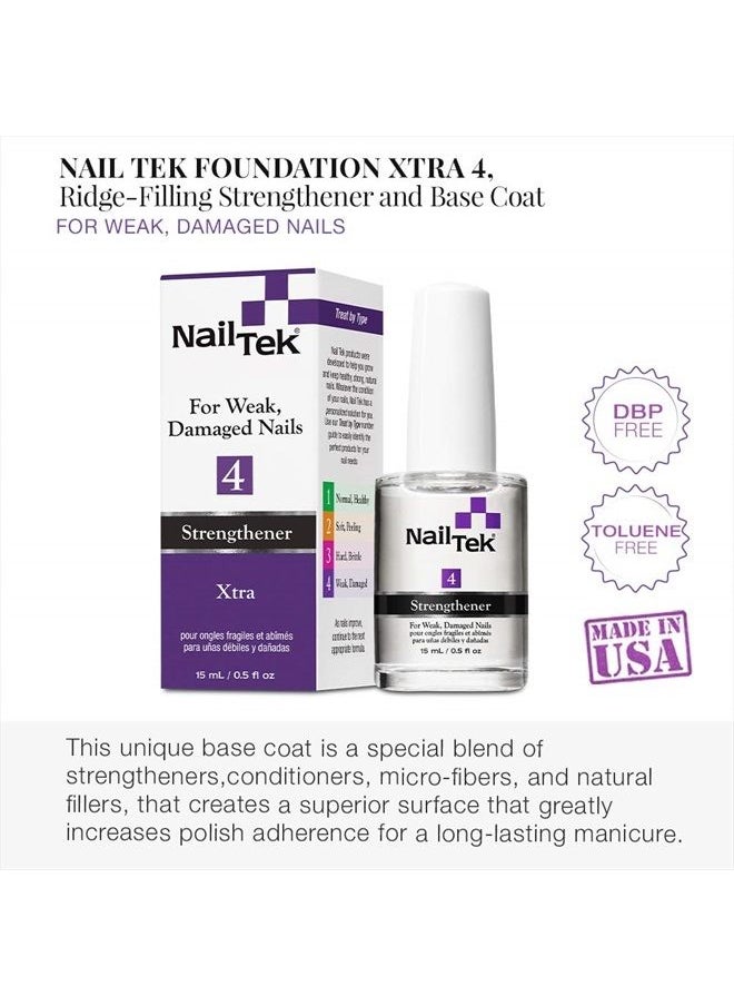 Xtra 4, Nail Strengthener for Weak and Damaged Nails, 0.5 oz, 1-Pack