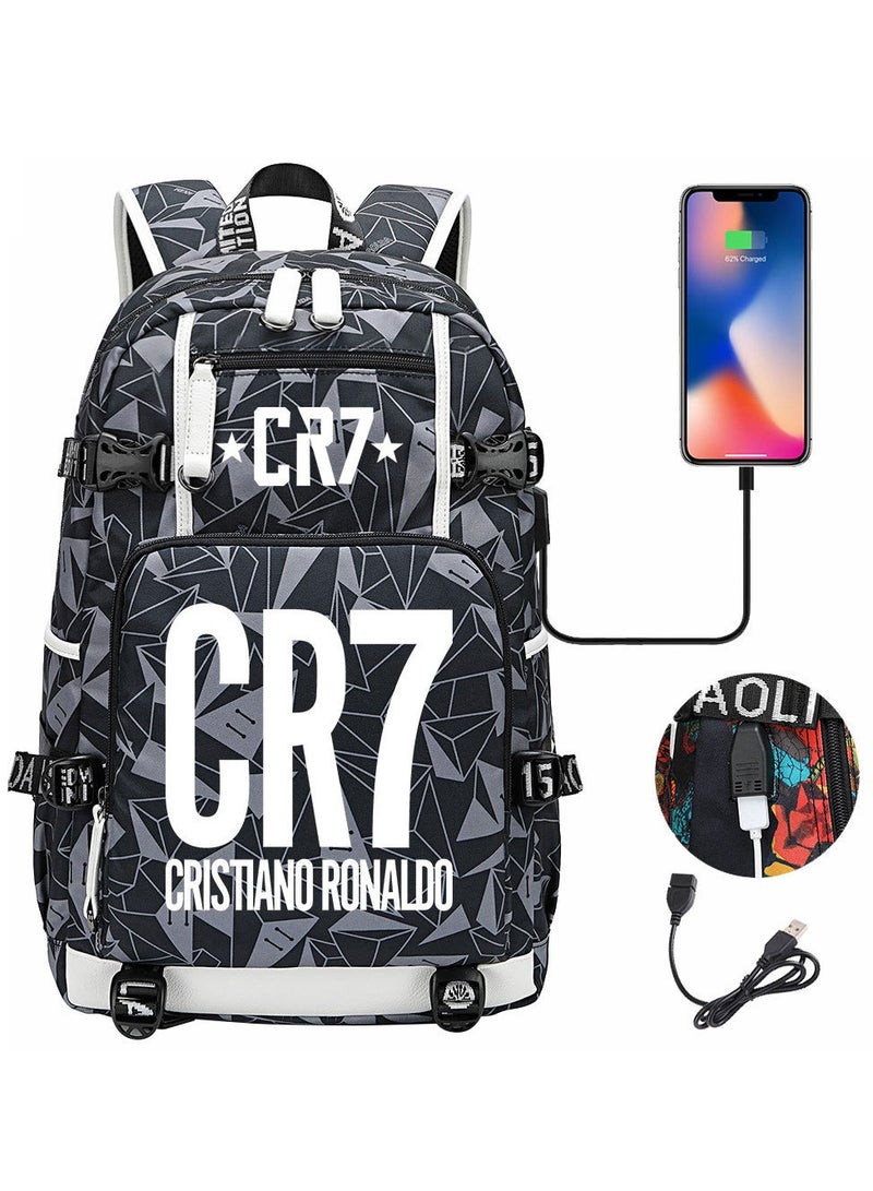 CR7 USB Printed Earphones For Youth Leisure Travel Backpack 