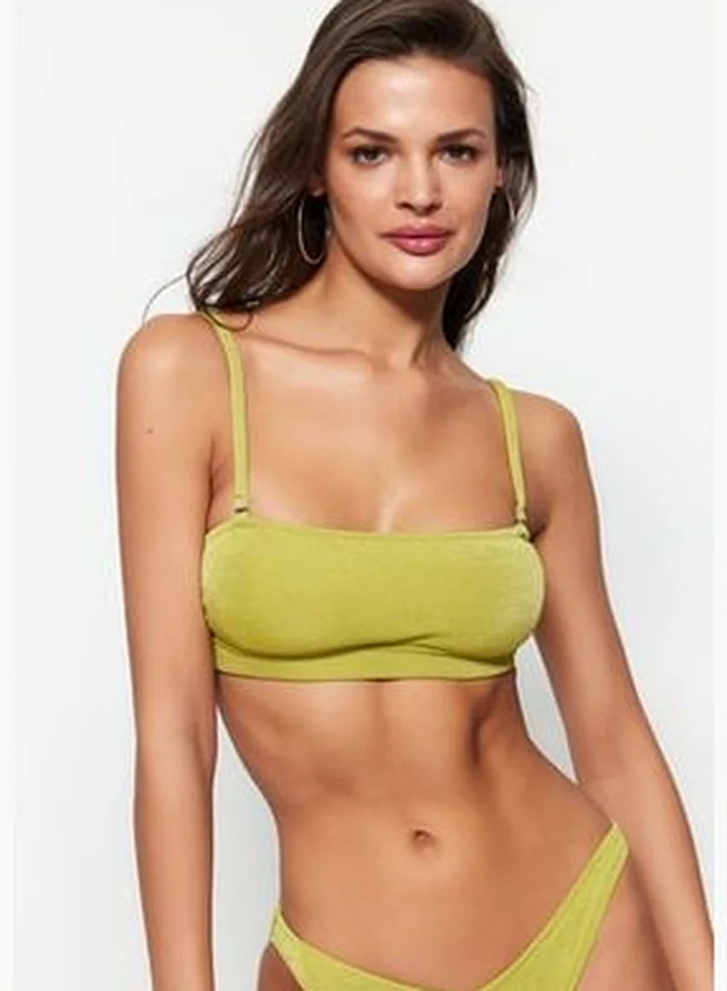 trendyol Green Strapless Glittery Glitter Bikini Top TBESS23BU00155