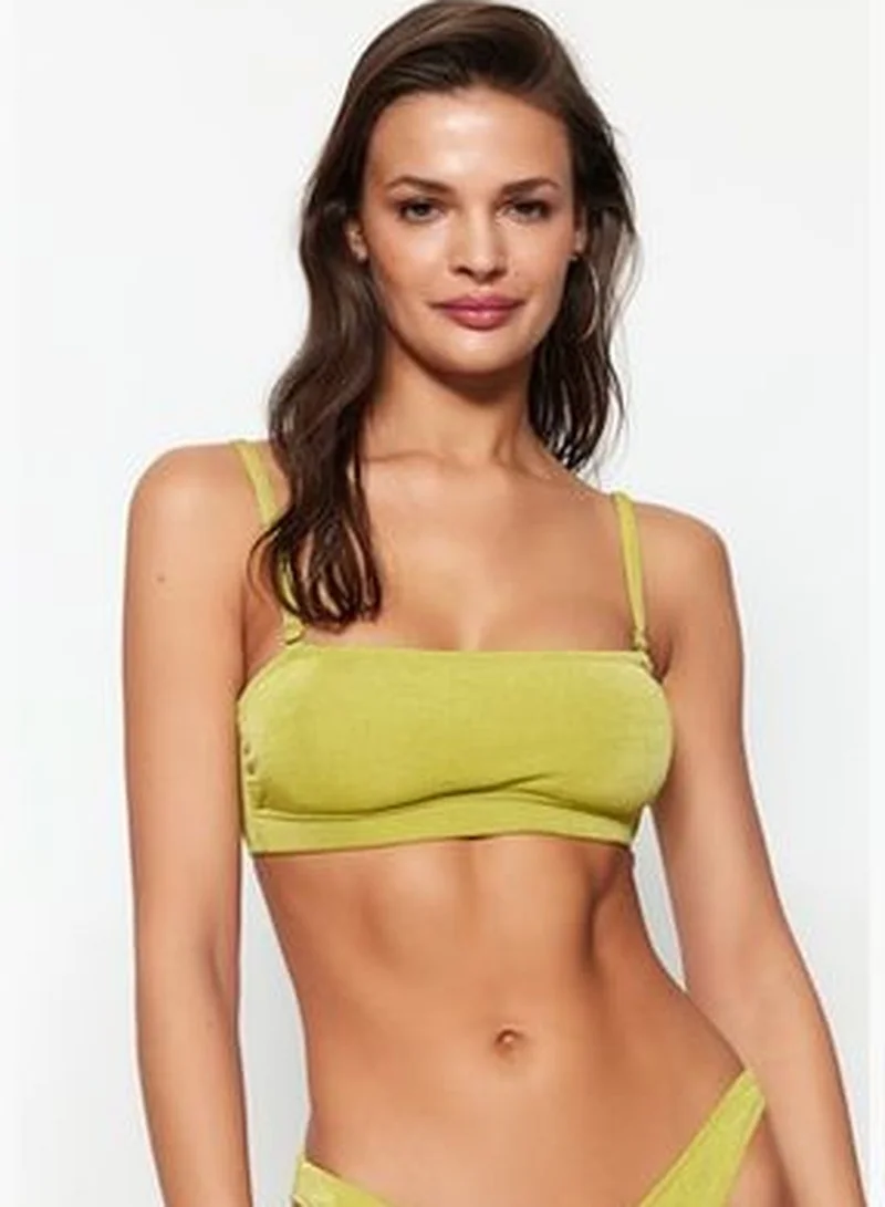trendyol Green Strapless Glittery Glitter Bikini Top TBESS23BU00155