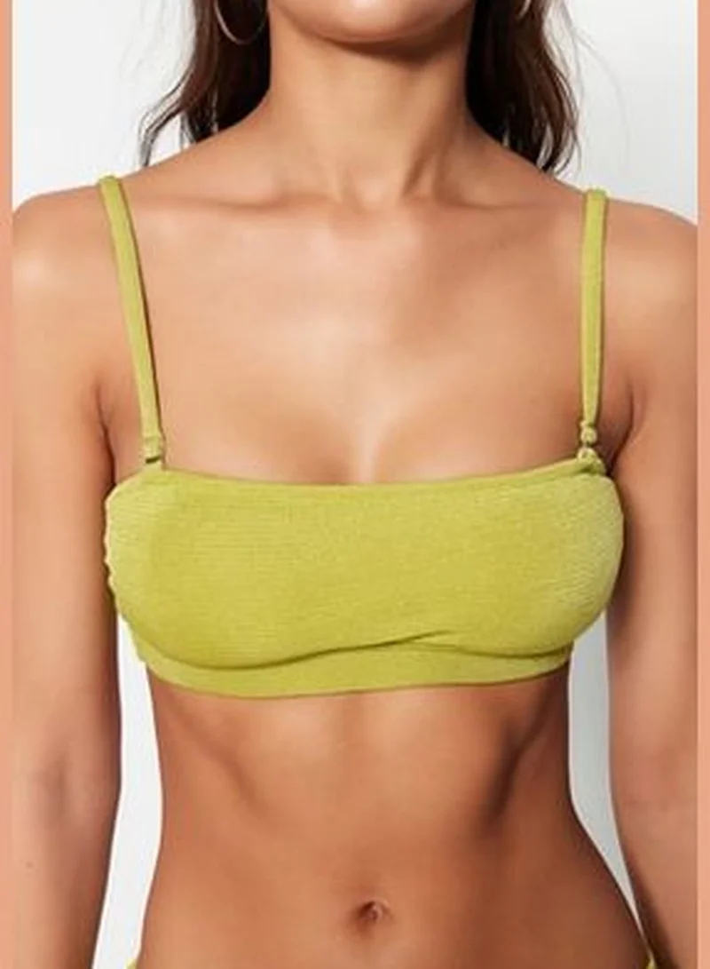 trendyol Green Strapless Glittery Glitter Bikini Top TBESS23BU00155