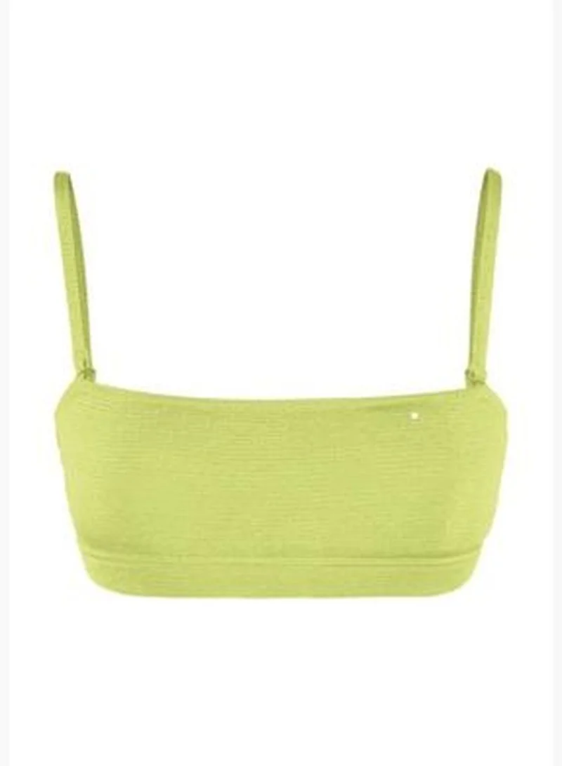trendyol Green Strapless Glittery Glitter Bikini Top TBESS23BU00155