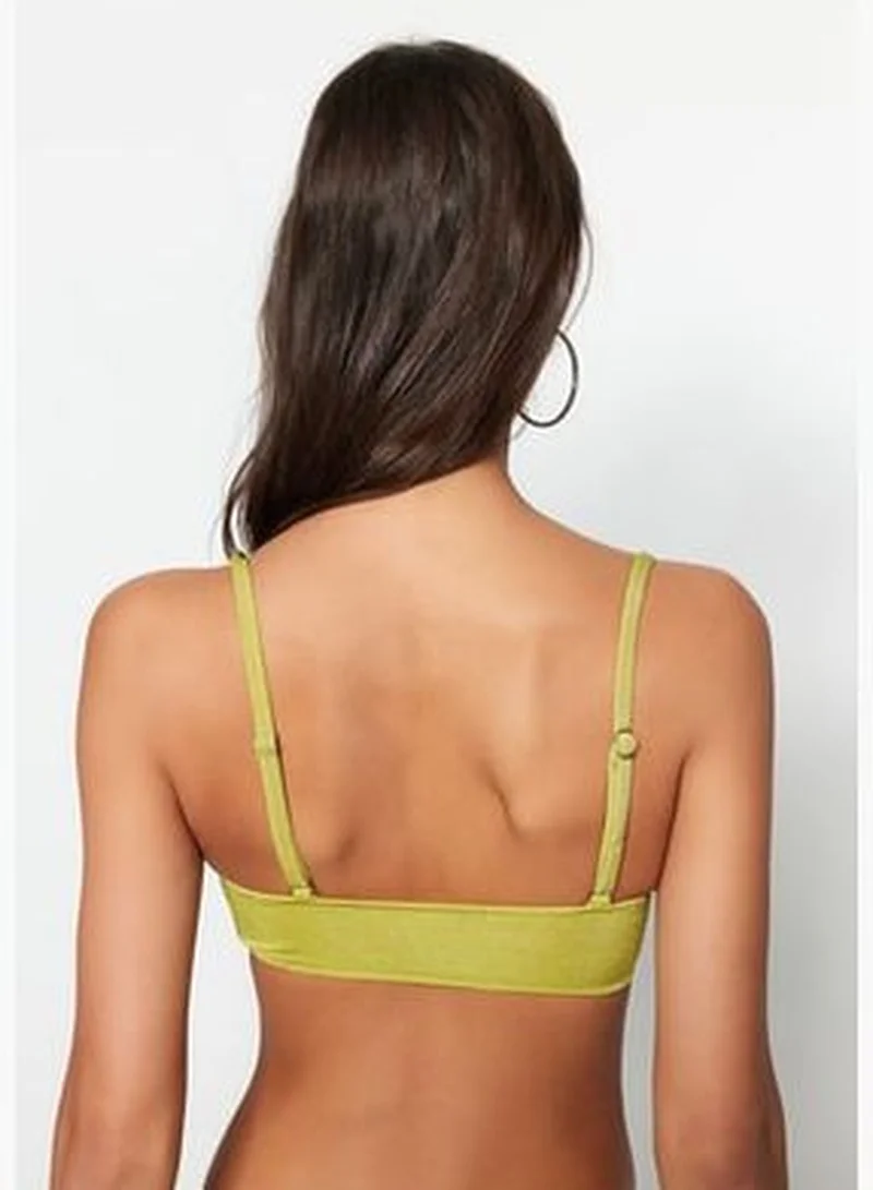 trendyol Green Strapless Glittery Glitter Bikini Top TBESS23BU00155