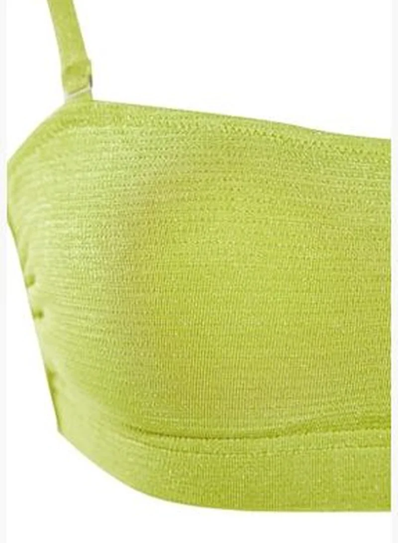 trendyol Green Strapless Glittery Glitter Bikini Top TBESS23BU00155