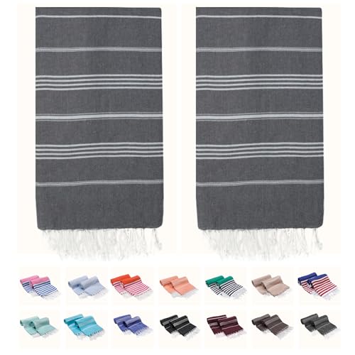 PARK & OZ PARK OZ Turkish Beach Towels 2Pack Oversized 100 Cotton QuickDry SandFree UltraAbsorbent Blanket 72 x 40 Lightweight Travel Towels for Beach Pool Spa Gym Camping Home Dark Gray - Image 1