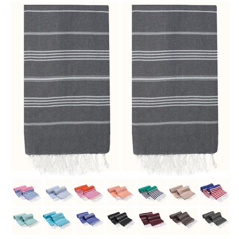 PARK & OZ PARK OZ Turkish Beach Towels 2Pack Oversized 100 Cotton QuickDry SandFree UltraAbsorbent Blanket 72 x 40 Lightweight Travel Towels for Beach Pool Spa Gym Camping Home Dark Gray - Image 2