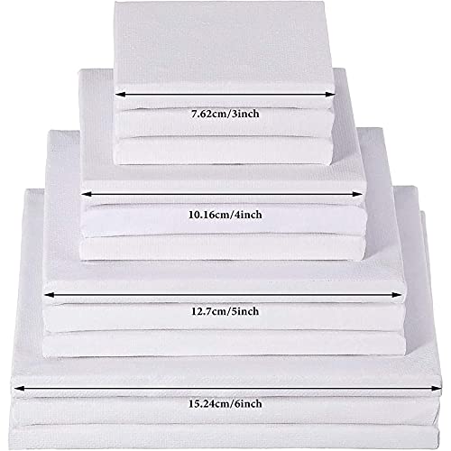 Hestya Assorted Mini Stretched Canvas - 12 Pcs, Small Square Paint Canvas for Christmas Craft (3/4/5/6 Inches) - Image 2
