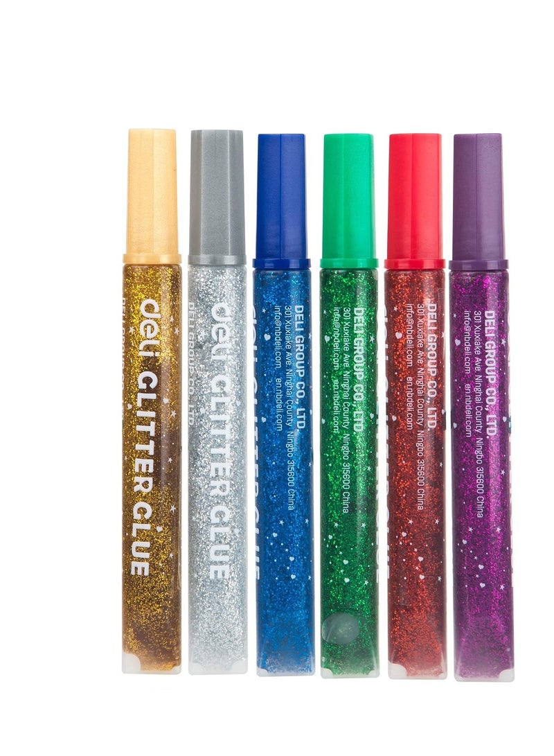 deli  Classic Glitter Glue 12ml (Set of 6 Color) 12 pcs - Image 2