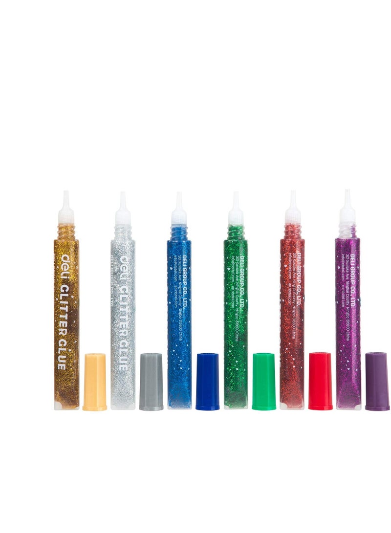 deli  Classic Glitter Glue 12ml (Set of 6 Color) 12 pcs - Image 3