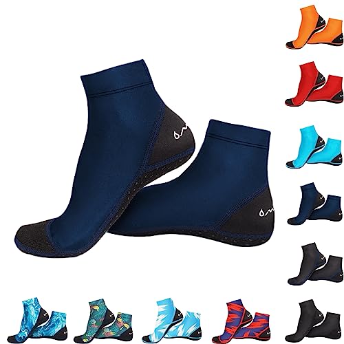OMGear Sand Soccer Socks Water Socks for Women Men Youth Spandex Beach Volleyball Shoes Swimming Pool Socks Anti-Slip Neoprene Snorkel Booties for Bodyboarding Scuba Diving Kayaking.(Navy,L) - Image 2