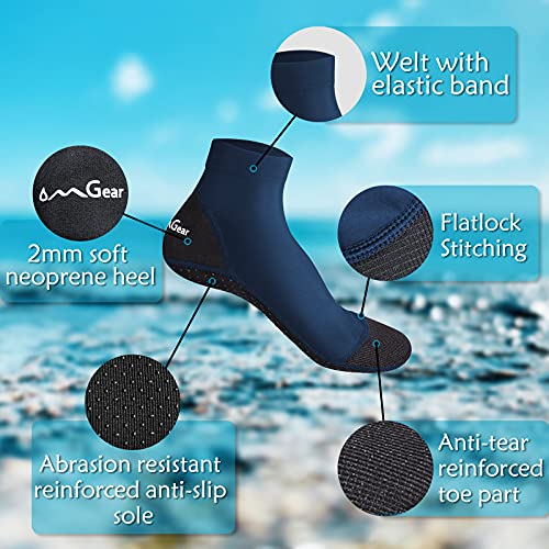 OMGear Sand Soccer Socks Water Socks for Women Men Youth Spandex Beach Volleyball Shoes Swimming Pool Socks Anti-Slip Neoprene Snorkel Booties for Bodyboarding Scuba Diving Kayaking.(Navy,L) - Image 3
