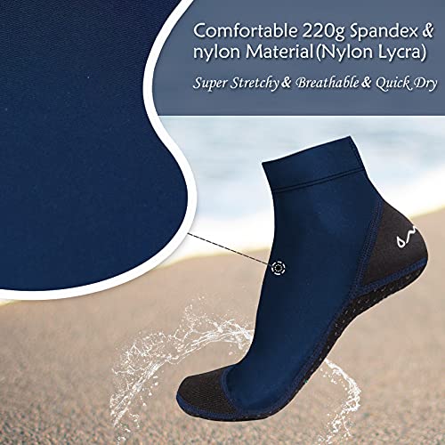 OMGear Sand Soccer Socks Water Socks for Women Men Youth Spandex Beach Volleyball Shoes Swimming Pool Socks Anti-Slip Neoprene Snorkel Booties for Bodyboarding Scuba Diving Kayaking.(Navy,L) - Image 4