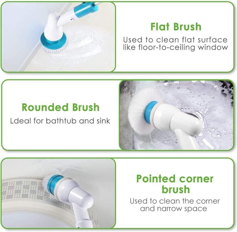 KASTWAVE Electric Spin Scrubber, Adjustable Extension Handle Cordless Cleaning Brush, Power Shower Scrubber with 3 Rotating Brush Heads, Rechargeable Multi-Purpose Scrubber for Bathroom Tub, Floor - Image 2