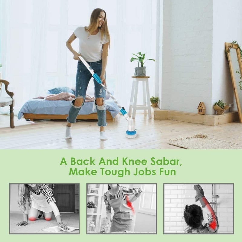 KASTWAVE Electric Spin Scrubber, Adjustable Extension Handle Cordless Cleaning Brush, Power Shower Scrubber with 3 Rotating Brush Heads, Rechargeable Multi-Purpose Scrubber for Bathroom Tub, Floor - Image 3
