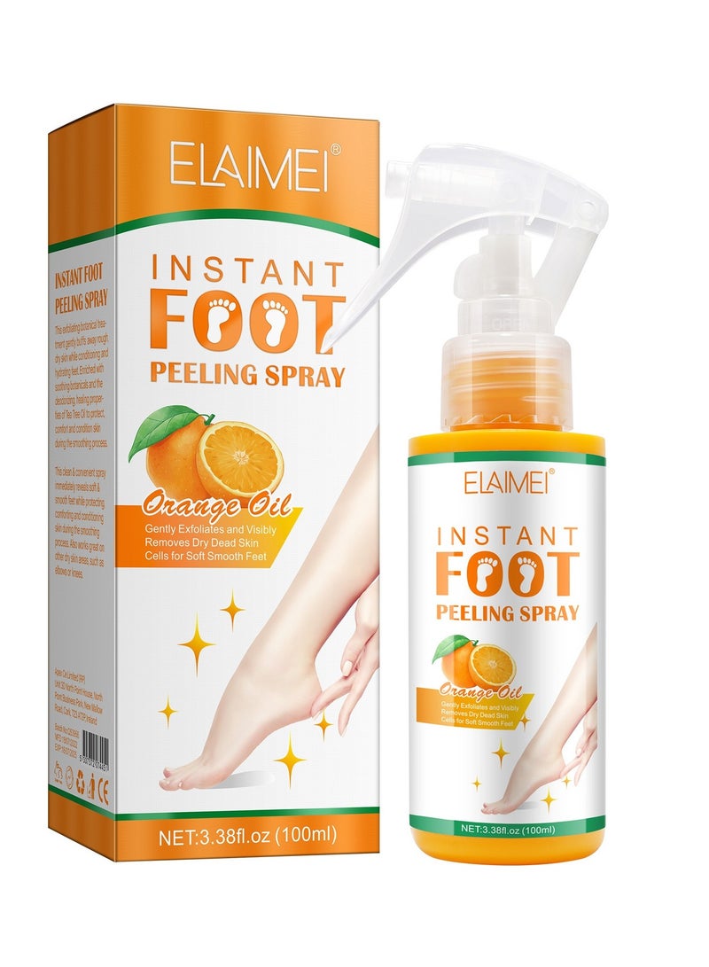 Elaimei Fashion Base Foot Spray Foot Peel Spray Quickly Callus Removal 100mL Foot Peeling Spray for Cracked Foot Dead Skin Foot Care (Orange 100mL)  - Image 2