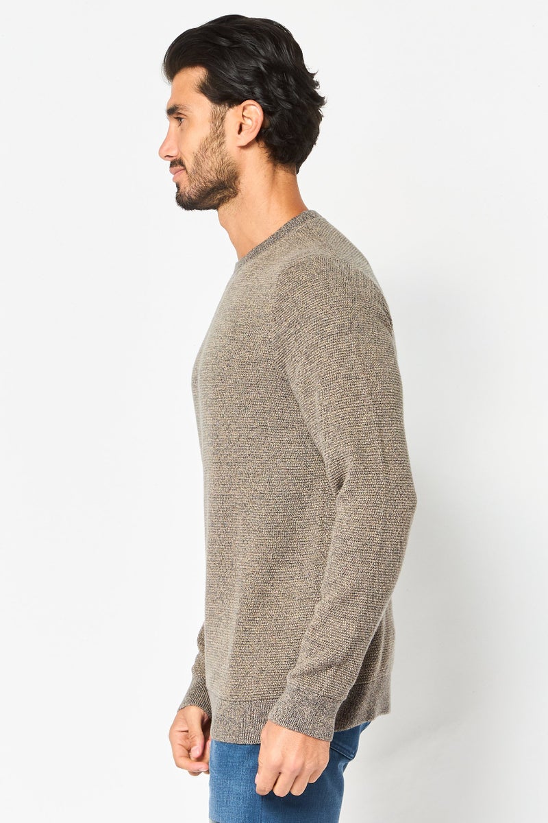 Selected Homme Men Crew Neck Textured Long Sleeve Sweater, Grey - Image 4