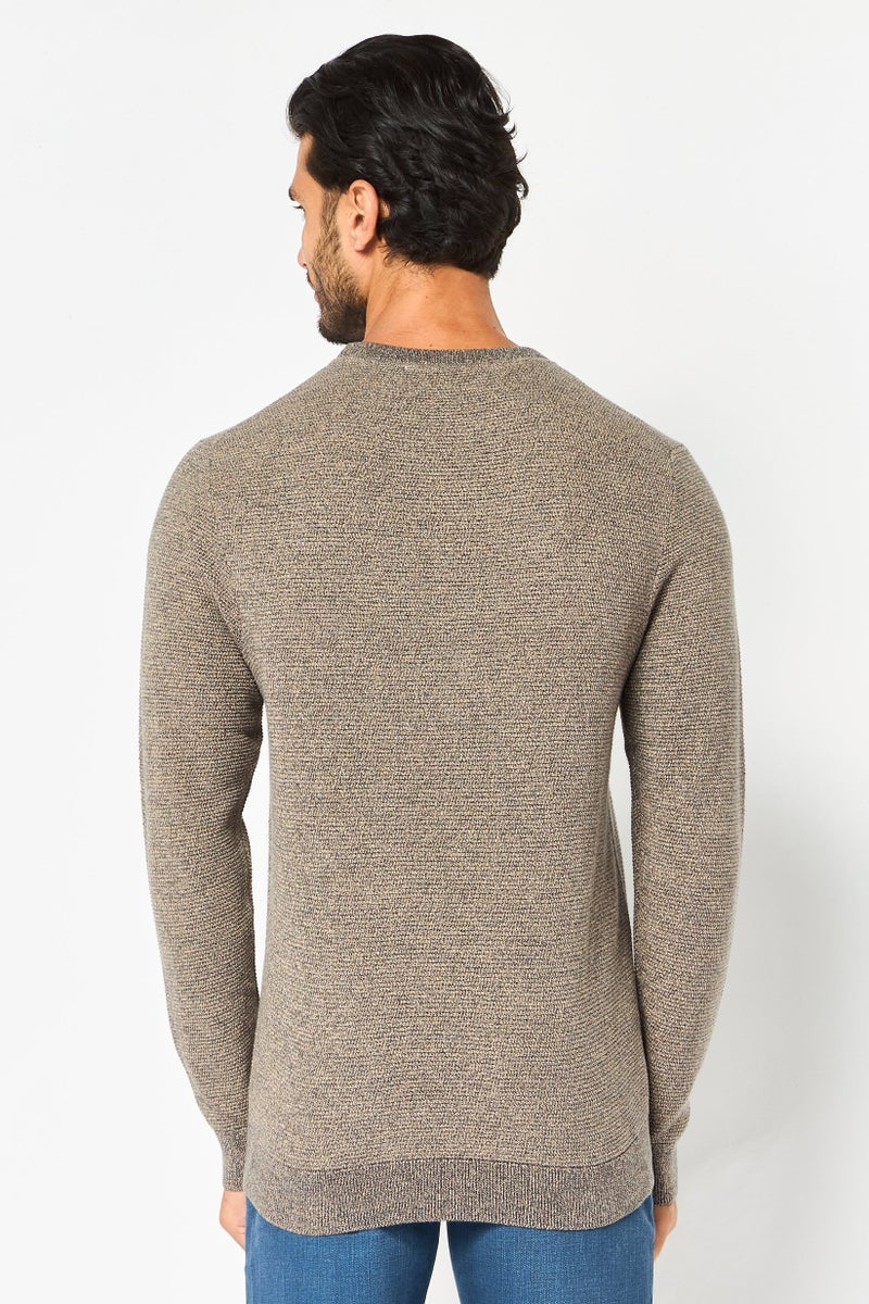 Selected Homme Men Crew Neck Textured Long Sleeve Sweater, Grey - Image 2