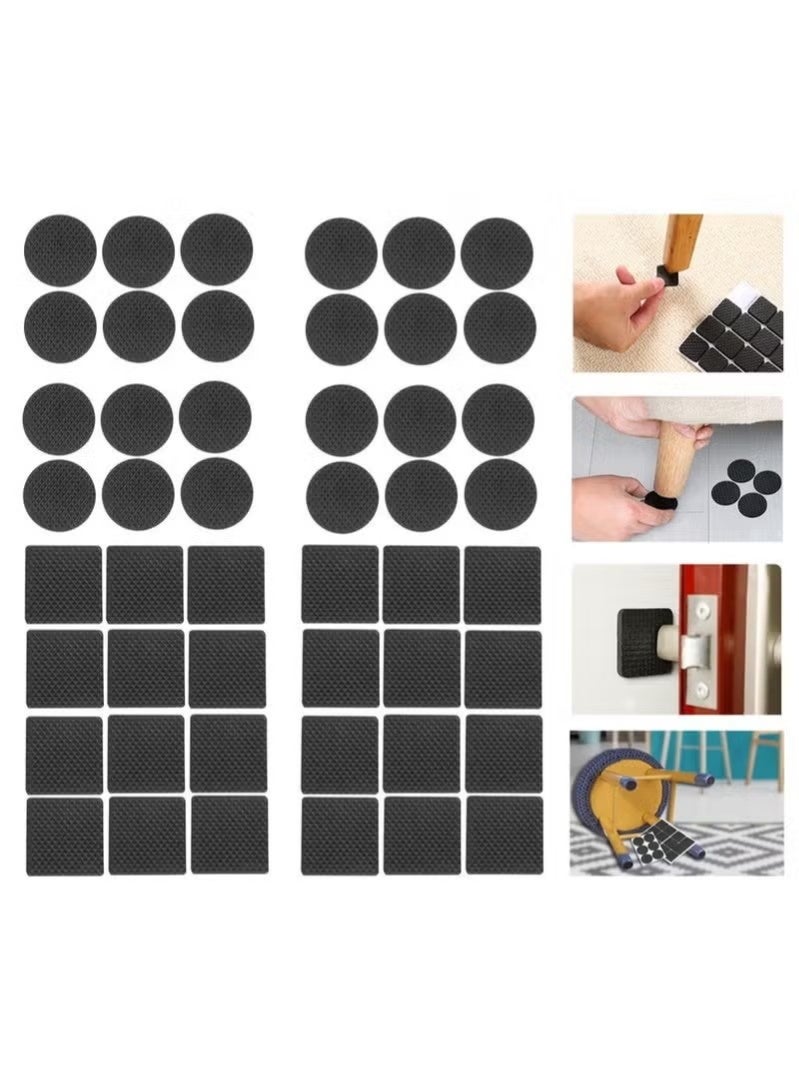 48PCS Anti-Slip Furniture Pads Self-Adhesive Rubber Feet – 24 Square & 24 Round 46mm Chair Leg Floor Protectors with Noise Reduction for Hardwood, Tile, Laminate & Carpet Floors - Image 1