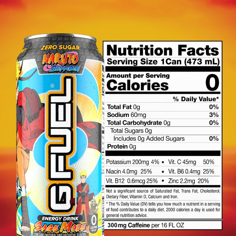 G Fuel Energy Drink, Pomelo White Peach, Sugar Free Beverage with 300mg Caffeine, Daily Energy Boost with Focus Amino, Vitamin + Antioxidants, 16 oz Cans (Sage Mode, 12-Pack) - Image 2