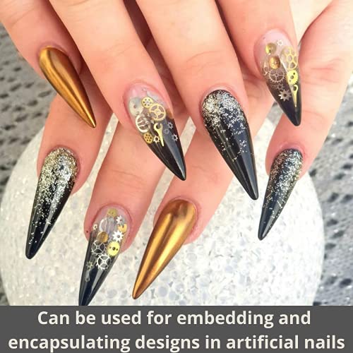 VictorieLei Steam Punk Encapsulated Nail Art Gear Cogs Nail Charms, 100 Pieces, Steampunk 3D Metal Decal Art Rose Gold and Silver or Tips, Acrylic, Gels and Decorations - Image 3