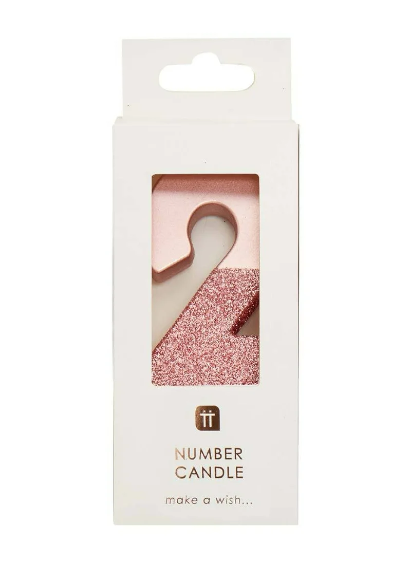 Talking Tables Rose Gold Glitter Number Candle - 2