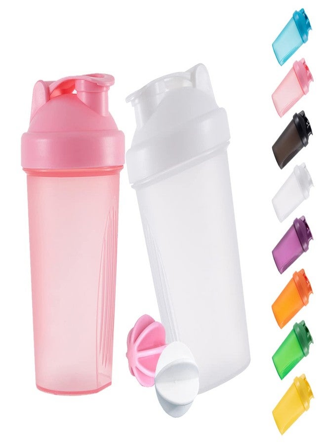 GAISHION Shaker Bottle Protein Shakes and 16-Ounce/400ML Shaker-Bottle with Whisk Balls,Non-BPA plastic (White+Pink(2PCS)) - Image 1
