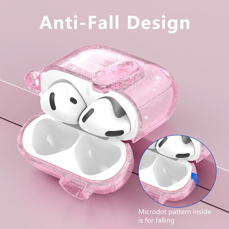 VISOOM (with Safety Lock) VISOOM 2025 Clear Cases for Airpods iPods 4 Case Cover Women, Bling Airpod iPod 4 Cases Soft 4th Gen Air Pods iPods Case with Keychain for Apple Headphones Airpods4 Generation-Pink - Image 3
